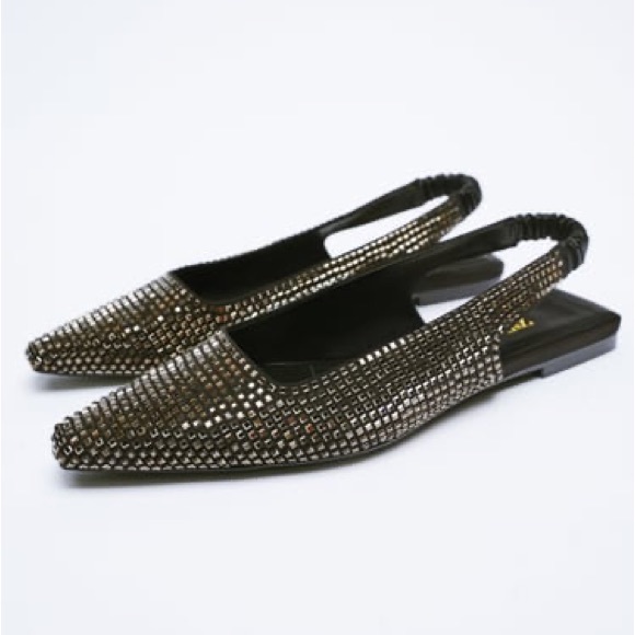 Zara Black Sparkly Slingback Flats - Picture 12 of 12